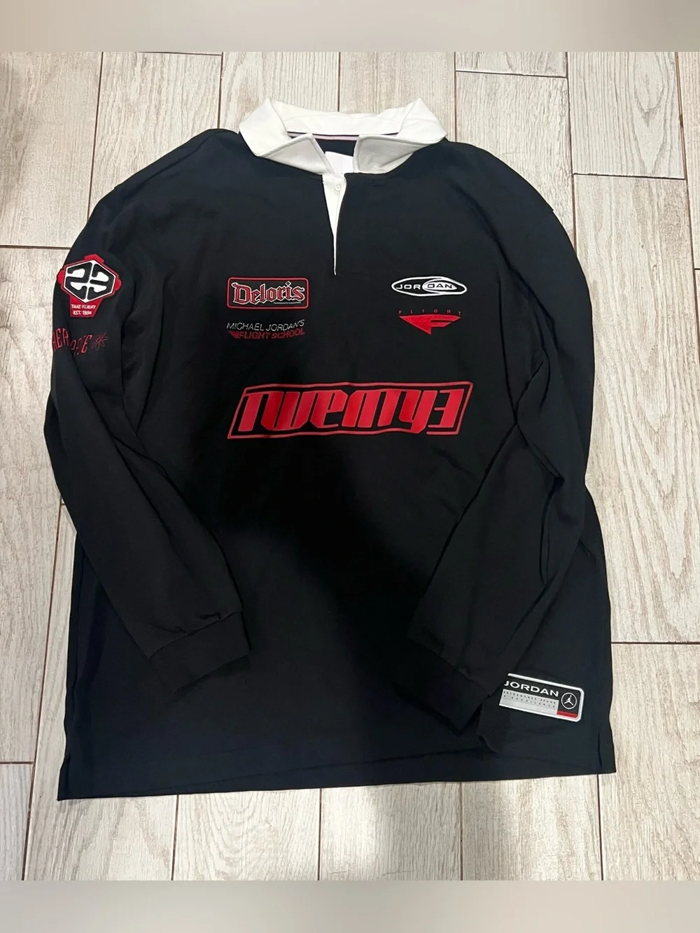 Jordan Flight Twenty3 Rugby Shirt Men's XL NWT Black Red